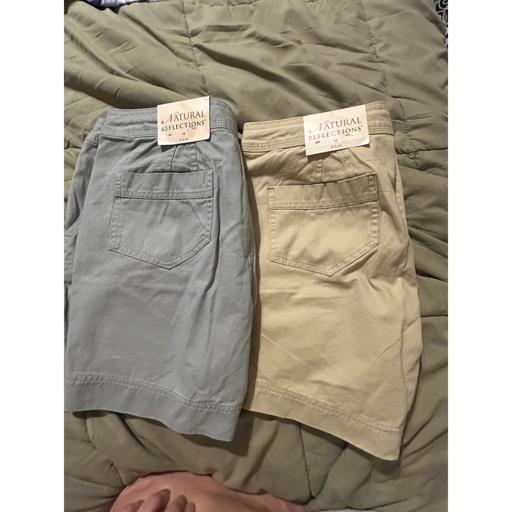 Natural Reflections Womens Shorts Sz 10 Bundle Tan Blue Grey Chino 4 Inseam NWT - Picture 6 of 6
